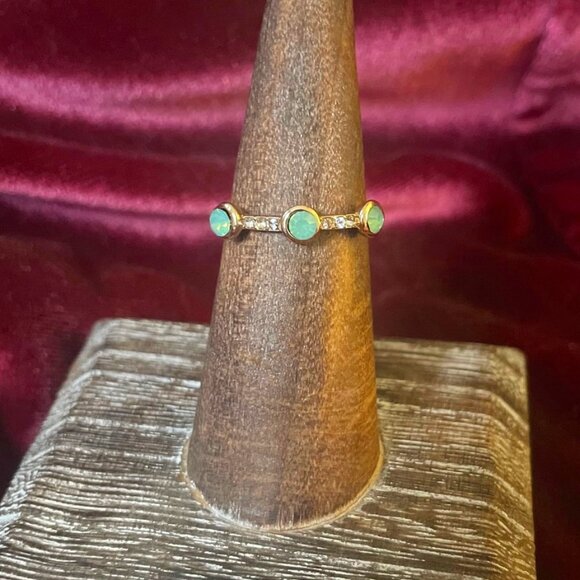 Gold & Silver Turquoise Trio Ring – Boho Minimalist Size 6 - Picture 2 of 3